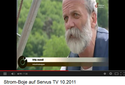 Sr. Fritz Mondl en la pelcula de
                              "Servus TV", el inventor de la
                              boya de corriente en el ro Danubio
