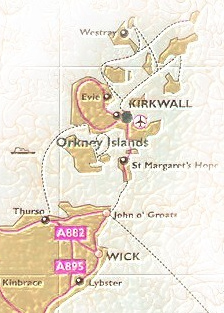 Carte des les d'Orkney (Orcades)