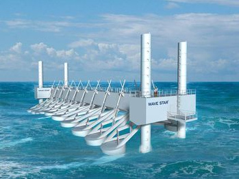 Wellen-Pumpkraftwerk
                                      "Wave-Star", ein Projekt
                                      mit 10 Schwimmern