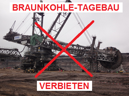 Schaufelradbagger in Garzweiler in
                              Deutschland, Braunkohletagebau verbieten