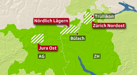 Atommlllager im
                      Kanton Zrich in Nrdlich Lgern bei Blach,
                      Karte