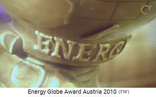 El trofeo del
                premio de energa con la inscripcin "Energy
                Globe"