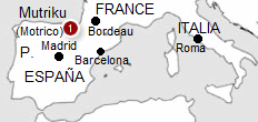 Karte
                        mit Spanien und Mutriku (Motrico)