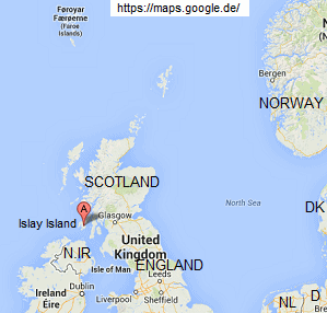 Karte
                        mit England, Schottland und der Insel Islay