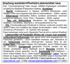 Flyer 6.11.2024: Impfung
                                  ausleiten+Pestizid-Lebensmittel raus
                                  (Vollkorn, Kaffee, O-Saft, Banane,
                                  Wein)