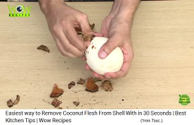 When the shell is split enough, you can peel the coconut with your fingers 02