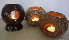 Carved coconut shells becoming candlelights