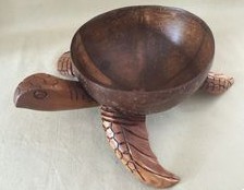 Snack bowl made of coconut shell in the shape of a turtle