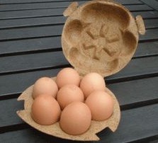 Egg box made of pressed coconut fiber