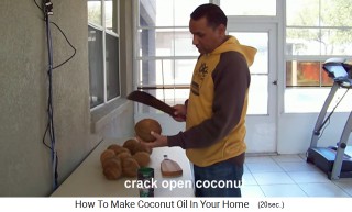 With a machete, the coconuts are pitched