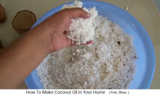 The coconut flakes are in a large bowl