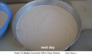 the next day a coconut cream is formed above, below is water