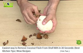 When the shell is
                split enough, you can peel the coconut with your fingers
                02