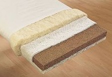 Mattress with a coconut fiber layer