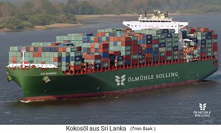 The freighter of the German mill is
                    transporting the coconut oil from Ceylon to Germany