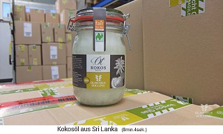 In Germany, in the mill in
                Solling (a town near G�ttingen, Lower Saxony, Germany),
                the coconut oil is packaged and labeled