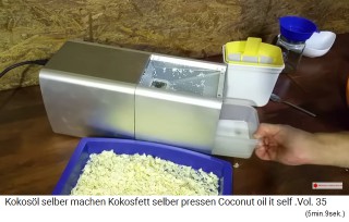 The oil bowl with the coconut
                    oil is pulled out of the mill
