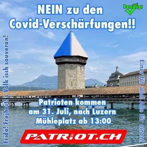 Demowergung gegen
                            Verschärfung der Corona19-Massnahmen, Demo
                            in Luzern Samsta 13.7.2021 13 Uhr