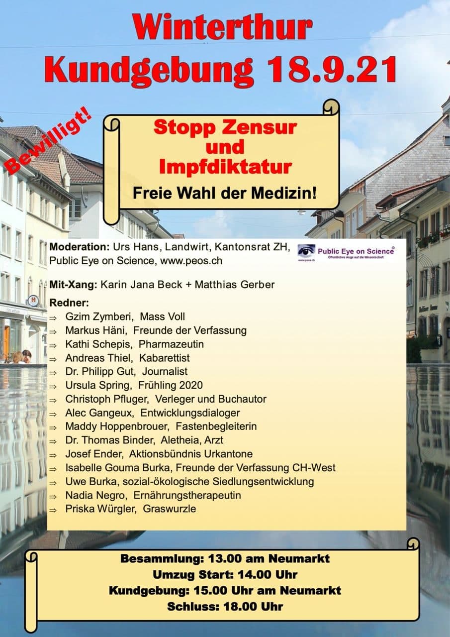 Widerstand
                  Schweiz 7.9.2021: Demo in Winterthur wird vorbereitet
                  für 18.9.2021