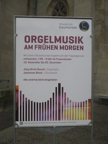 Fraumünster Zürich: Orgelspiel
                  am Morgen: Alle sind Willkommen
