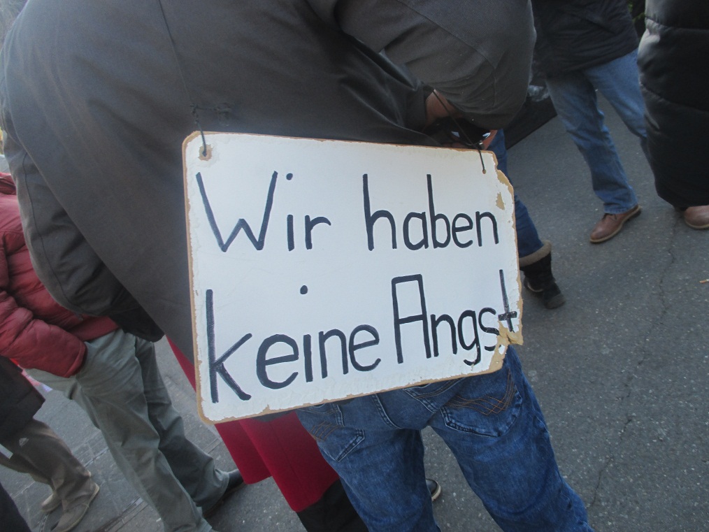 Demo in Bern am
                  22.1.2022: Plakat "Wir haben keine Angst"