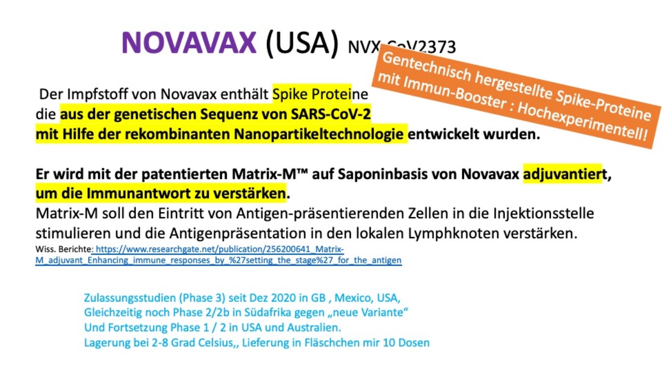 Warnung von Dr. Jane Ruby vor Novavax 05:
                        Novavax / Screenshot www.wodarg.com