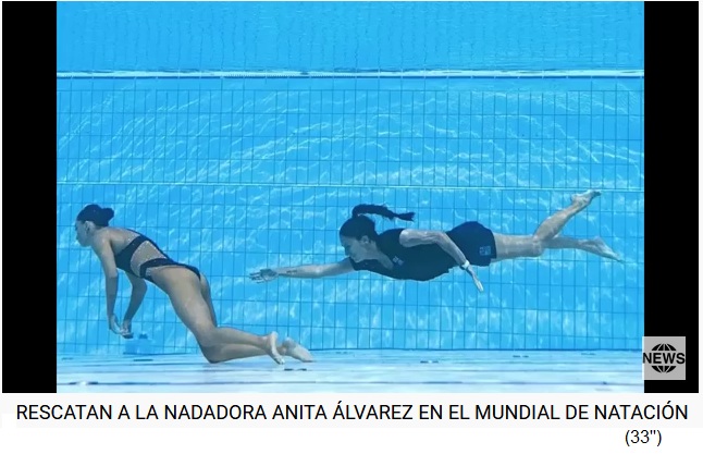 Die Rettung von Anita
                  Alvarez, die ohnmächtig im Pool treibt RESCATAN A LA
                  NADADORA ANITA ÁLVAREZ EN EL MUNDIAL DE NATACIÓN