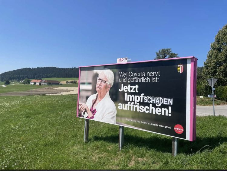 Widerstand in Österreich am 27.7.2022: Plakat
                      "Impfschaden auffrischen"