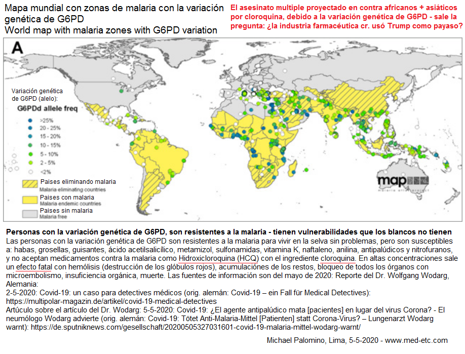 Mapa mundial
                            con las zonas de malaria donde viven y
                            proviene la gente que es resistente a la
                            malaria con la variacin gentica de G6PD
                            favismo