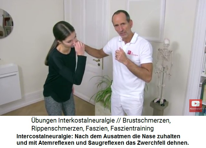 Intercostalneuralgie bung 1: Nach
                              dem grossen Ein- und Ausatmen hlt man
                              sich die Nase zu und mit dem Atemreflex /
                              Saugreflex wird das Zwerchfell im Krper
                              gedehnt