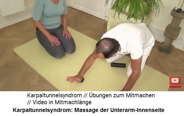 Massage 1a gegen
                  Karpaltunnelsyndrom: Massage der Unterarm-Innenseite
                  auf einem kleinen Gymnastikball