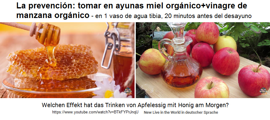 La mejor prevencin: miel
                orgnico con vinagre de manzana orgnico en 1 vaso de
                agua tibia - tomar en ayunas