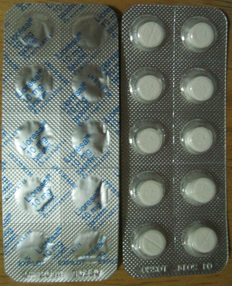 Lioresal /
                        Baclofen, blister with the little white wonder
                        pills