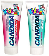 sehr tiefe Abrasion (Abschleifwirkung):
                            Zahnpaste / Zahnpasta Candida Kids Bubble
                            Gum und Candida Kids Mint mit RDA 35