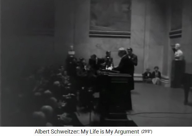 Oslo:
                    Albert Schweitzer mit der Rede zu seinem
                    Friedensnobelpreis von 1952