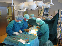 Operating theater with surgeons in Wagna
                      (near Graz in Austria), we hope that the staff had
                      a good sleep before!