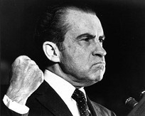 "US" President Nixon with a fist in 1971