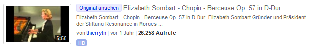 Frdric Chopin: Berceuse (Lullaby,
                              la nana, Wiegenlied), op 57 Des-Dur,
                              gespielt von Elizabeth Sombart