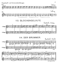Page 6: Sekunden, Terzen, Quarten und
                            Quinten mit einer leeren Saite oben
                            (Seling), dreistimmige Stcke
                            "Glockengelute" und "Der
                            Brummer" (Bartosch-Huber)