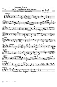 Bach: violin concert E major, first part
                        (Allegro), viola tutti part (page 1)