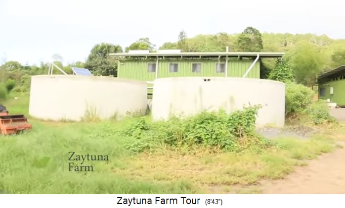 Zaytuna-Farm (Australien), drinking water plant
                    with 44,000 gallons of water from the roof
