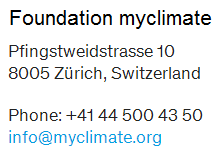 Stiftung MyClimate in Zürich,
                          Impressum