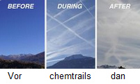 De chemtrails
                                    zijn absoluut misdadig: voordat de
                                    lucht natuurlijk blauw is - dan zijn
                                    de chemtrails bespoten - en van de
                                    chemische routes (chemtrails)
                                    ontwikkelt zich een giftige
                                    mistsoep