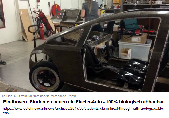 Studenten
              in Eindhoven bauen ein Flachs-Auto, 100% biologisch
              abbaubar