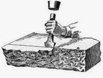 Fake:
                              System bricks are given a natural
                              stone-brick faade with stonemasonry
                              tools, drawing