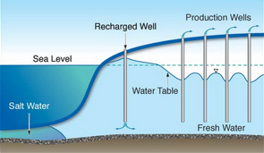Schema Salzwasser mit Grundwasser 13
                            mit 3 Brunnen und einem Einpumpbrunnen