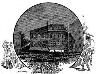 Demonstration und Plnderungen in
                                Pittsburg 1877.