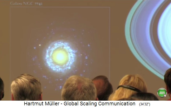 Vortrag von Dr. Hartmut Mller 2008: Das
                Galaxiesystem mit dem Muster des
                Protonen-Resonanzspektrum, der Ringstruktur