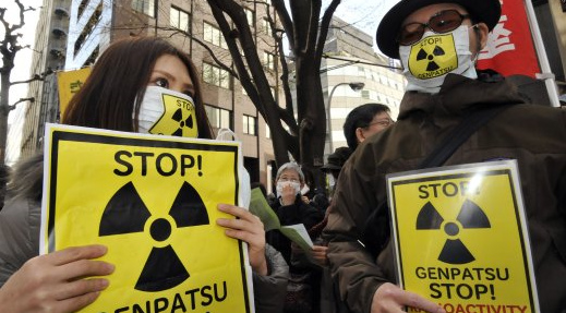 Japanische Atomkraftwerkgegner
                            im Jahre 2011