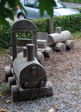 Train of wood on a playground in
                                Frasdorf in Bavaria, Germany